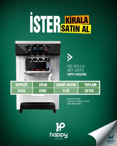 Üç Kollu HPY0001N Set Üstü Dondurma Makinesi İster Kirala İster Satın Al