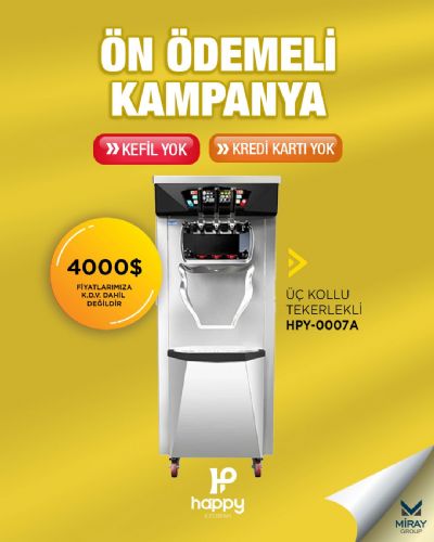 Ön Ödemeli Kampanya Üç Kollu HPY-0007A Tekerlekli Dondurma Makinesi