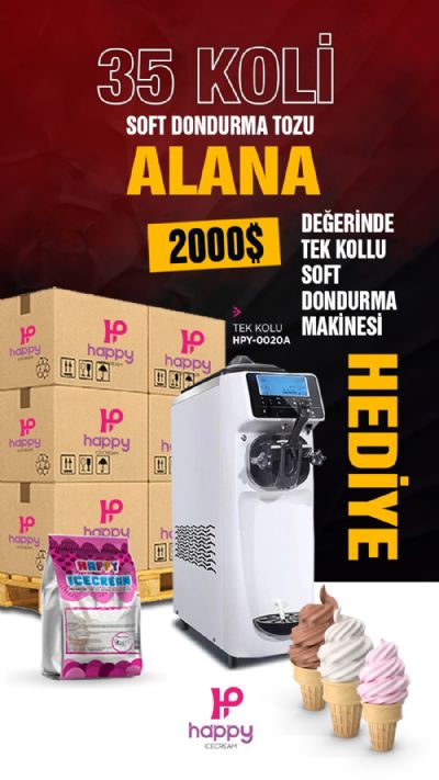 35 Koli Dondurma Tozu Alana 2000$ Değerinde Tek Kollu Soft Dondurma Makinesi Hediye